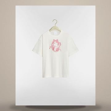 DIOR Übergroße T-Shirts aus Baumwolljersey in Weiß und rosa Toile de Jouy mit floralem Gartenmotiv 158483053 [P]