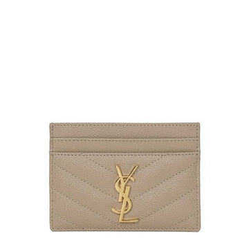 SAINT LAURENT ダークベージュ カサンドラ マテラッセ カードケース 423291 BOW01 2721 158483151 [P]