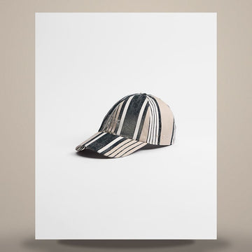 DIOR Riviera Oblique Sun Stripe Cap Grau & Blau Baumwolle Seide Jacquard 693C913A3341_C580 158495736 [P]