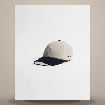 Dior Riviera Cap Ecru & Navy Blue Cotton Blend Canvas 158495741 [P]