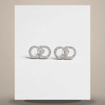 Louis Vuitton CD Signature Stud Earrings Silver Finish Metal & Crystal E4714WOMCY_D001 158495843 [P]