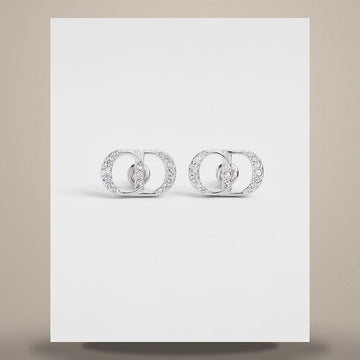 LOUIS VUITTON CD Icon Ohrringe Silber & Weiße Kristalle 158495847 [P]