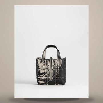 Dior Tote Bag Small Black Macro Cannage Calfskin 158495911 [P]