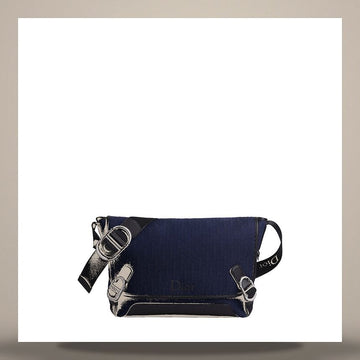 Dior Jet Flap Strap Bag Medium Navy Blue Oblique Jacquard 158495921 [P]