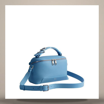DIOR Bogen Reißverschluss-Tragetasche Miosotis Blau genarbtes Kalbsleder 158495928 [P]