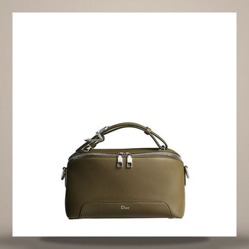 DIOR Arched Zip Strap Bag Khaki Grain Calfskin 1LLPO497MAS_H680 158495931 [P]