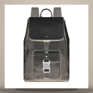 DIOR サドルフラップバックパック ブラックグレインカーフレザー & コントラストステッチ 1ADBA200YKK_H00N 158495946 [P]