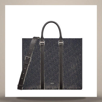 Dior Aperture East West Tote Bag Black Oblique Jacquard & Black Grain Calfskin 158495947 [P]