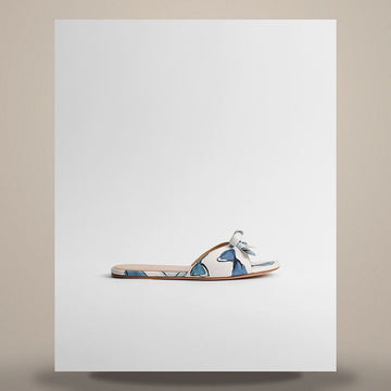 Dior Riviera Bow Slide White Technical Twill & Blue Bow Motif 158496070 [P]