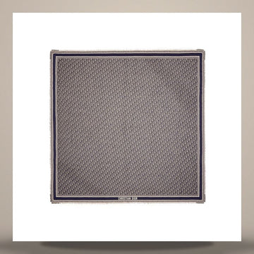 Dior Oblique Shawl Navy Blue Wool Silk Cotton 158496270 [P]