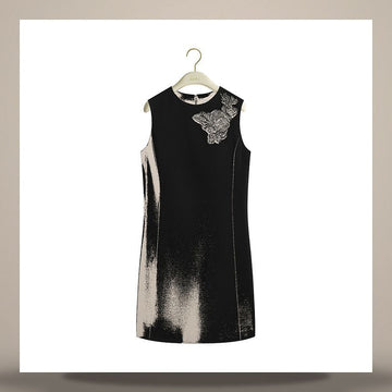 DIOR Kurzes gerades Kleid aus schwarzer Virginwolle 158496334 [P]