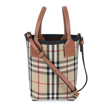 BURBERRY レディース ロンドン ヴィンテージ チェック レザー ミニ トートバッグ (ベージュ) 8070461 79546110 [P]