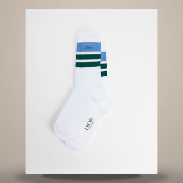Dior Socks White Three-Tone Cotton Blend 158496483 [P]