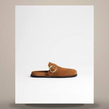 Dior Medallion Buckle Mule Cognac Brown Suede Calfskin 158496925 [P]