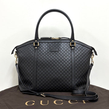 GUCCI マイクロシマ レザー トートバッグ ショルダーバッグ ブラック (449657) 158497344 [P]