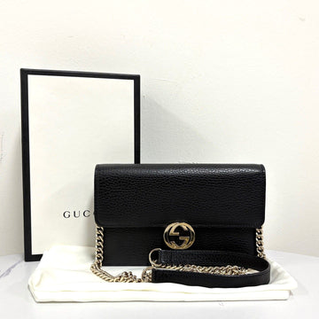 Gucci Interlocking WOC Chain Crossbody Bag Black (510304) 158498375 [P]