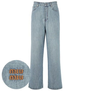 Miu Miu Light Blue Chambray Denim Pants 26SS GWP394 18JI F0076 158500688 [P]
