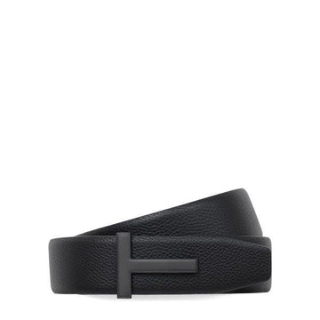 TOM FORD ブラック Tアイコン グレインレザー ベルト 157783319 [P]