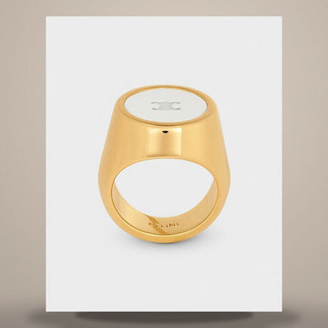 Celine Triomphe Signet Ring - Varnish & Gold Finish Brass Ivory / Gold B107N3F86.01IG 158500728 [P]