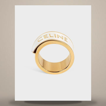 Celine Ribbon Ring - Enamel & Gold Finish Brass Ivory / Gold B10EE4V08.01IG 158500733 [P]