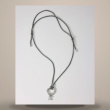 Celine Trionf Pendant Necklace - Cotton & Rhodium Finished Brass Black Silver B10GK4W92.36BL 158500867 [P]