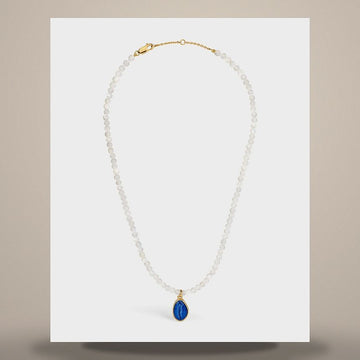 CELINE Perlen-Halskette - Perlmutt, Lack & Gold-Finish Messing Weiß / Blau 158502157 [P]