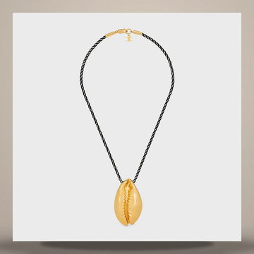 CELINE Dépile Shell Halskette - Gold-Finish Messing & Seide Schwarz / Gold B10903N25.38DK 158502160 [P]