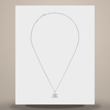 Celine Triomphe Rhinestone Necklace - Rhodium Finish Brass & Crystal Silver 460GB6BZI.36SI 158502165 [P]