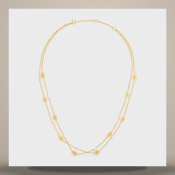 CELINE Trionf Perlen Doppelhalskette - Goldene Finish Messing & Harzperle Gold / Elfenbein 461DM6PRB.01GI 158502180 [P]