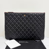 CHANEL キャビア クラシック ゴールド CC ロゴ クラッチバッグ ブラック 158501003 [P]