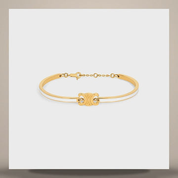 Celine Triomphe Articulated Bracelet - Enamel & Gold Finish Brass Gold / Ivory 461NJ6BRE.01GI 158501012 [P]