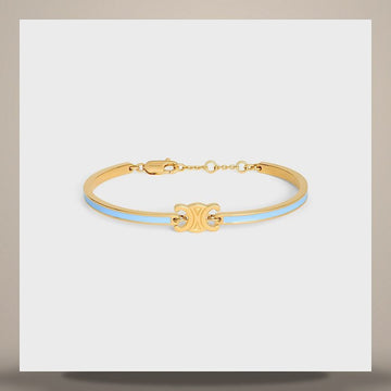 CELINE Triomphe Articulated Armband - Emaille & Gold Finish Messing Hellblau/Gold 461NJ6BRE.GAY7 158501013 [P]