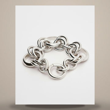 Celine Heritage Chunky Bracelet - Rhodium Finish Brass Silver B101K6BRA.36SI 158501022 [P]