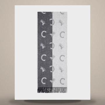 Celine Scarf - Bi-Color Cashmere Wool Grey / White AA0GM2T09.09GW 158501060 [P]