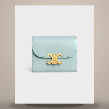 Celine Small Triomphe Flap Wallet - Shiny Calfskin Powder Blue 10D783DPV.GJQ6 158501084 [P]