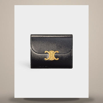 Celine Small Triomphe Flap Wallet - Shiny Calfskin Black 10D783DPV.38NO 158501085 [P]