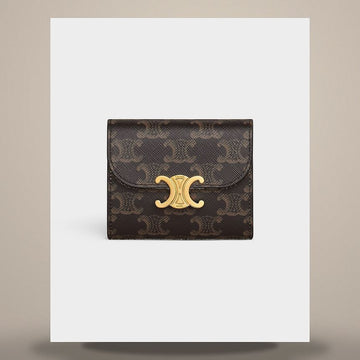 Celine Small Triomphe Flap Wallet - Triomphe Canvas Tan 10D782CQH.04LU 158501088 [P]