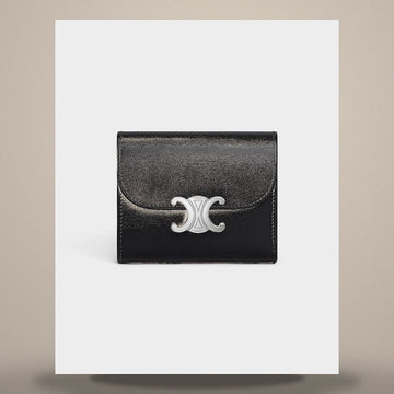 CELINE Klein Triomphe Klappbrieftasche - glänzendes Kalbsleder schwarz 10D783DPV.38SI 158501094 [P]