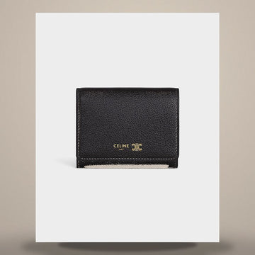 CELINE トリヨンプ スタンピング レザー 財布 - サフィアーノ カーフスキン ブラック / ウルトラ ブルー L100A2O54.GFS3 158501095 [P]