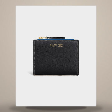 Celine Triomphe Stamping Compact Wallet - Supple Grain Calfskin Black / Ultra Blue L100H2O54.GFS3 158501099 [P]