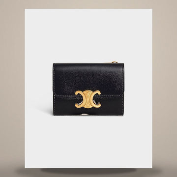 Celine Triomphe Coin Compact Wallet - Shiny Calfskin Black 10I653DPV.38NO 158501114 [P]