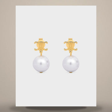 CELINE Perlenohrringe - Gold-Finish Messing & Glasperle Gold / Elfenbein 460TZ6PRB.01GI 158501149 [P]