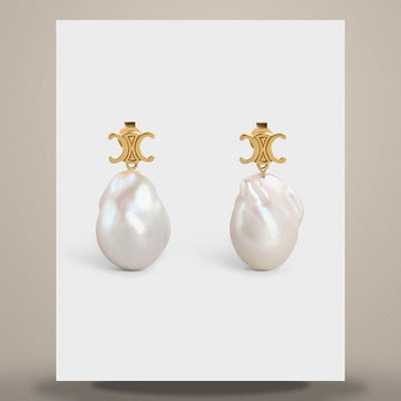 CELINE Le Perle Barock Ohrringe - Gold-Finish Messing & Zuchtperle Gold / Elfenbein 46W356BPA.01GI 158501152 [P]