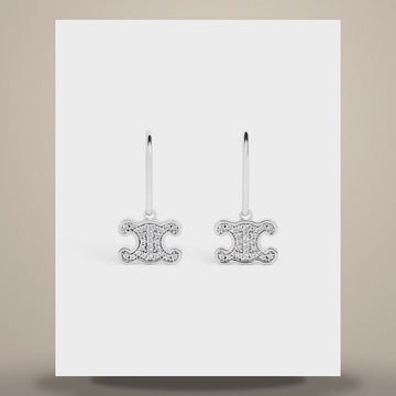 Celine Triomphe Rhinestone Earrings - Rhodium Finish Brass & Crystal Silver 460GC6BZI.36SI 158501155 [P]