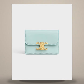 CELINE Triomphe Klapp-Kartenetui - Shiny Kalfskin Powder Blau 10I583DPV.GJQ6 158501166 [P]