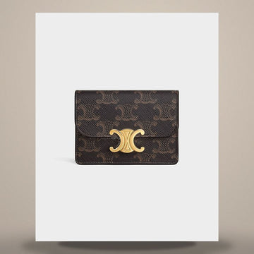 Celine Triomphe Flap Card Wallet - Triomphe Canvas 10I582CPJ.04LU 158501168 [P]