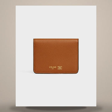 Celine Triomphe Stamped Bifold Card Holder - Soft Grain Calfskin Soft Tan / Soft Cream 158501191 [P]