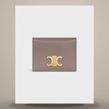 CELINE Bifold Triomphe Kreditkartenetui - Shiny Kalbsleder Pebble 10P353DPV.10BL 158501192 [P]