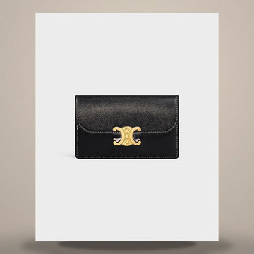 CELINE Lange Triomphe Klappen-Kartenetui - Hochglanz-Kalbsleder Schwarz 10P073DPV.38NO 158501197 [P]