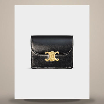 Celine Triomphe Business Card Holder - Shiny Calfskin Black 10N063FOZ.38NO 158501199 [P]